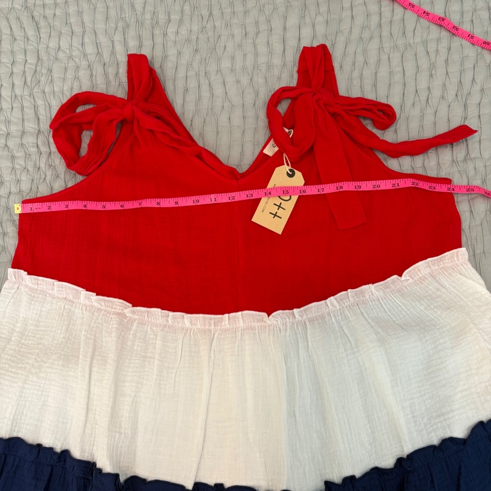 Ott Red White & Blue Gauze Top 3X - Picture 6 of 8